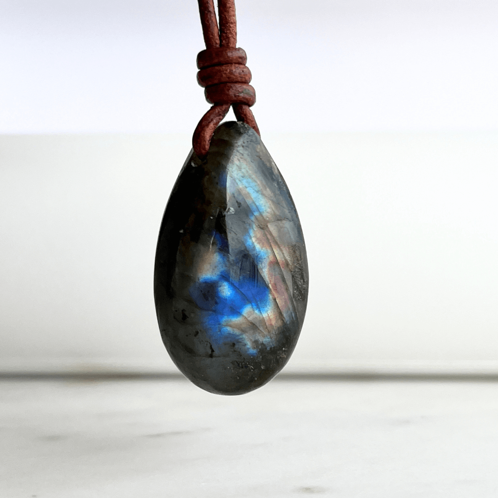Labradorite Drop Gemstone Pendant OOAK - A symbol of mystical elegance and transformation by Luck Strings.
