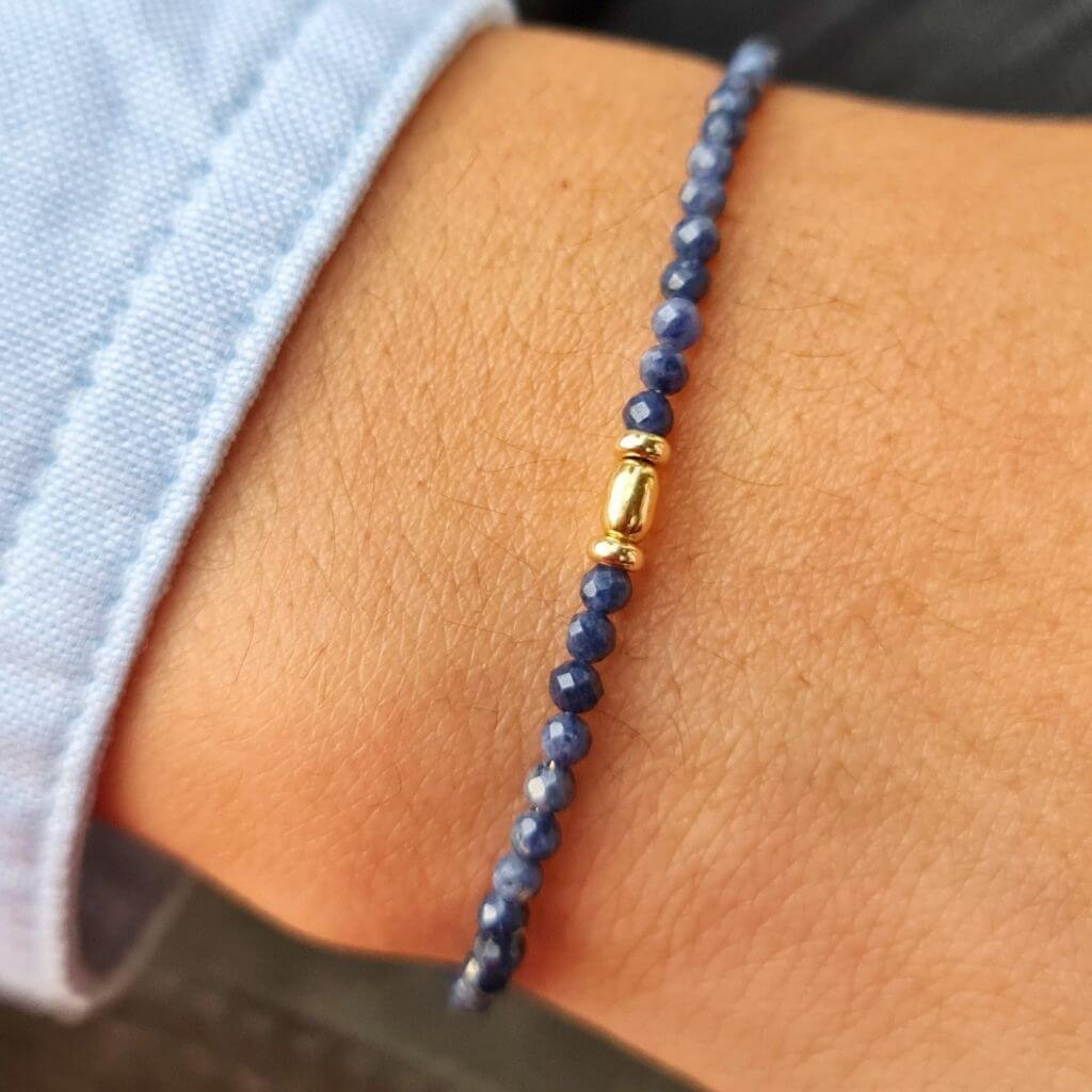 sapphire solid gold bracelet - Luck Strings