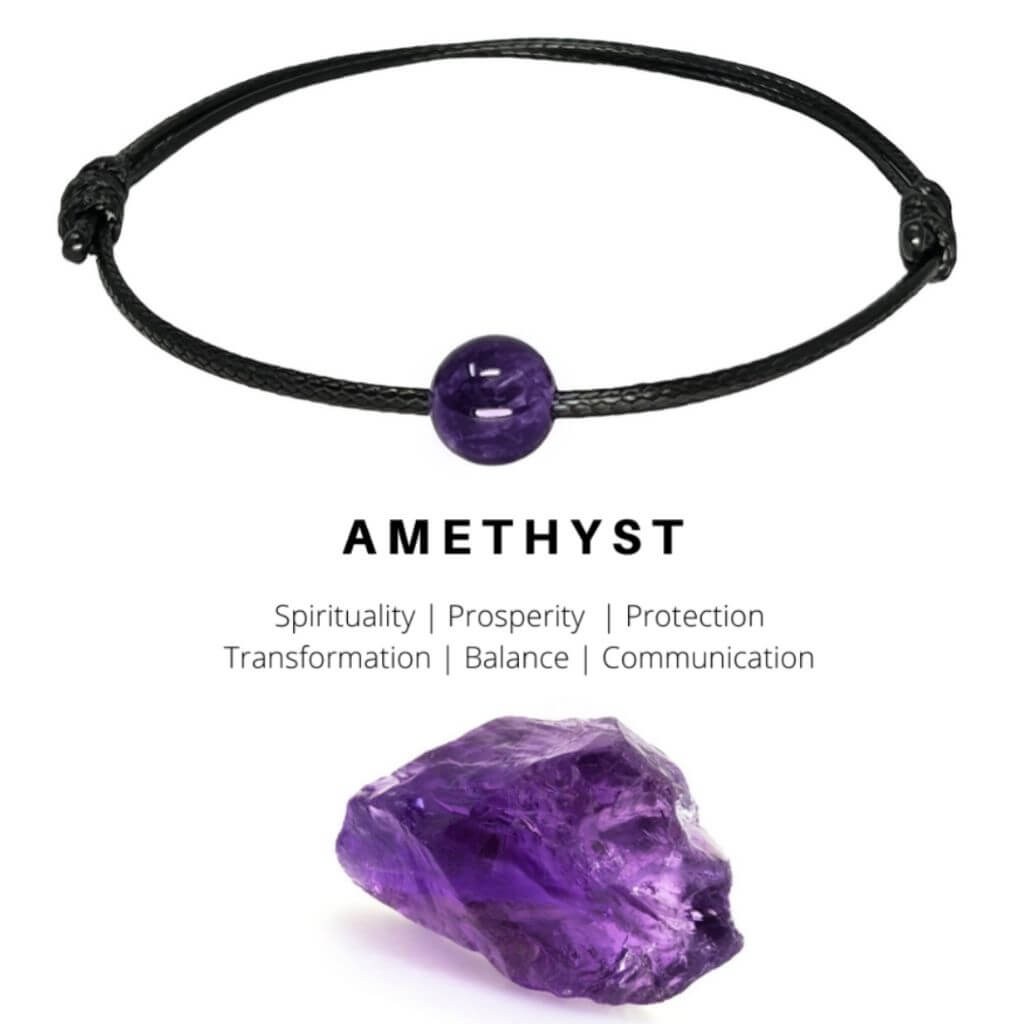 Amethyst Beaded Bracelet, reflecting its serene beauty and calming elegance - Luck Strings