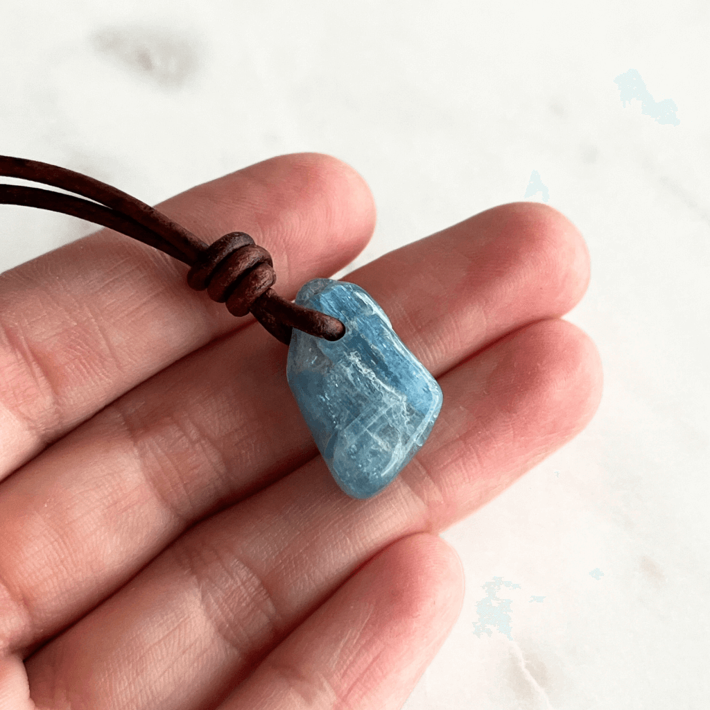 Natural Small Aquamarine Gemstone Pendant Necklace - Tranquil Waters by Luck Strings.