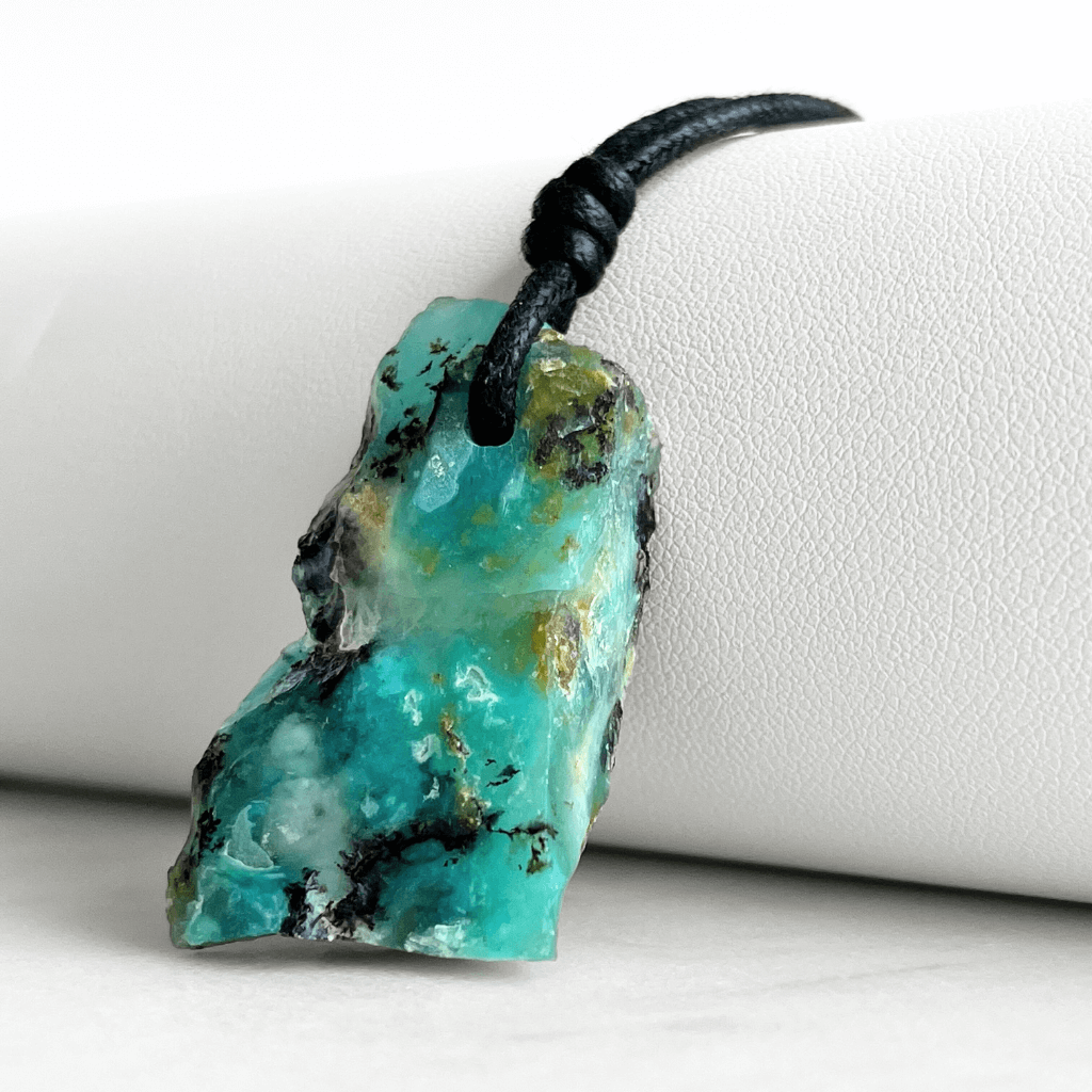 Andean Blue Opal OOAK Gemstone Pendant Necklace - A symbol of tranquil elegance and self-expression by Luck Strings.