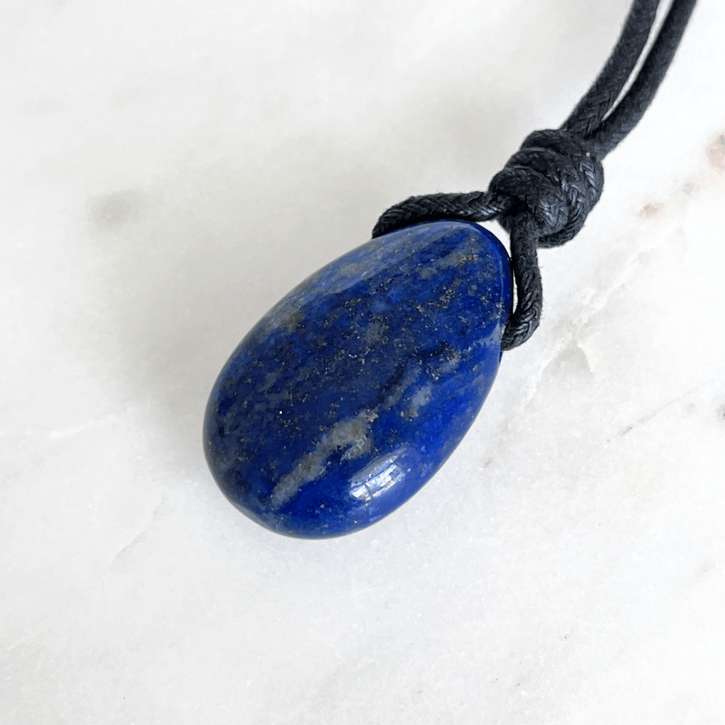 Lapis Lazuli Drop Gemstone Necklace - Celestial Beauty by Luck Strings.