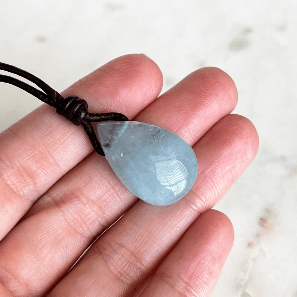 Oceanic Tranquility Aquamarine Teardrop Pendant