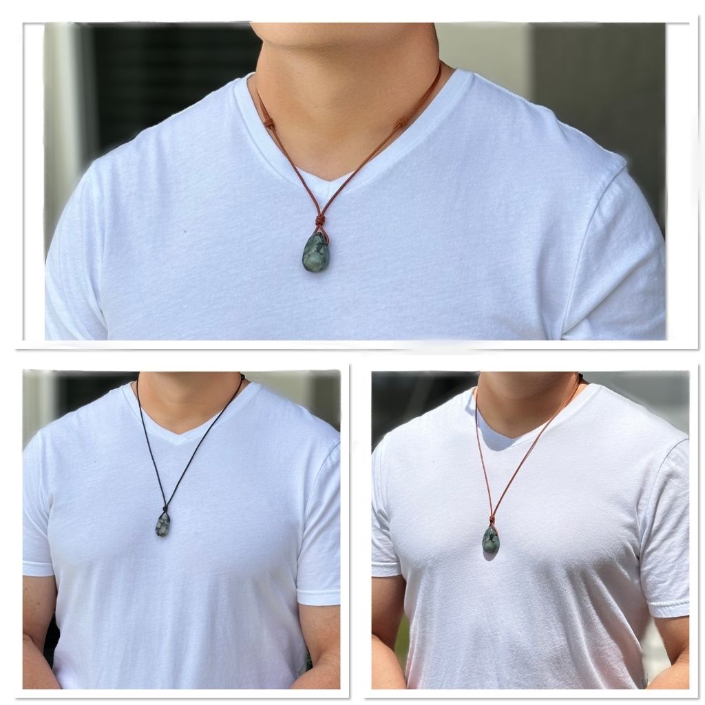 Luck Strings - Man with Natural Emerald Pendant Necklace