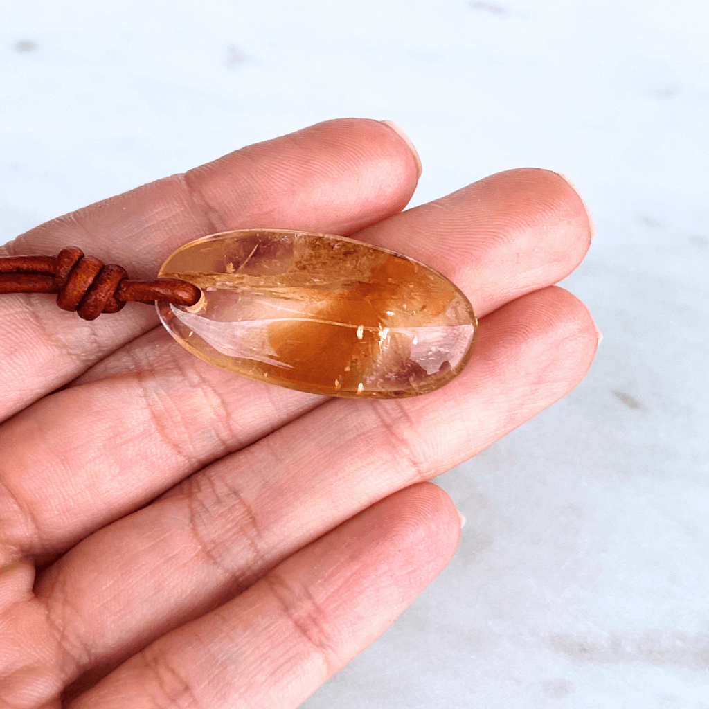 Handcrafted Citrine Oval Gemstone Pendant - Exclusive Elegance