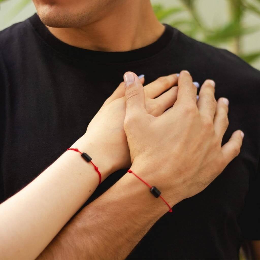 COUPLES BLACK TOURMALINE ENERGY SHIELD BRACELET-Luck Strings