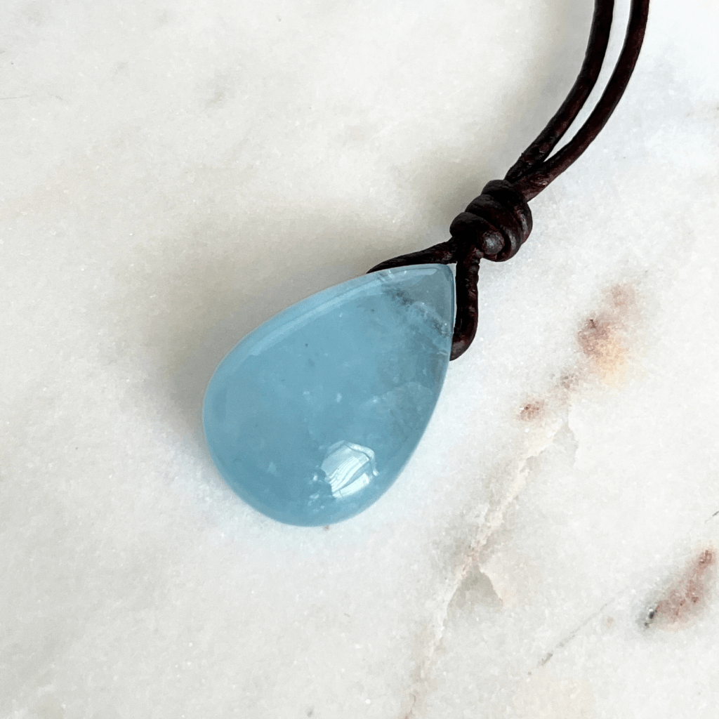 Oceanic Tranquility Aquamarine Teardrop Pendant