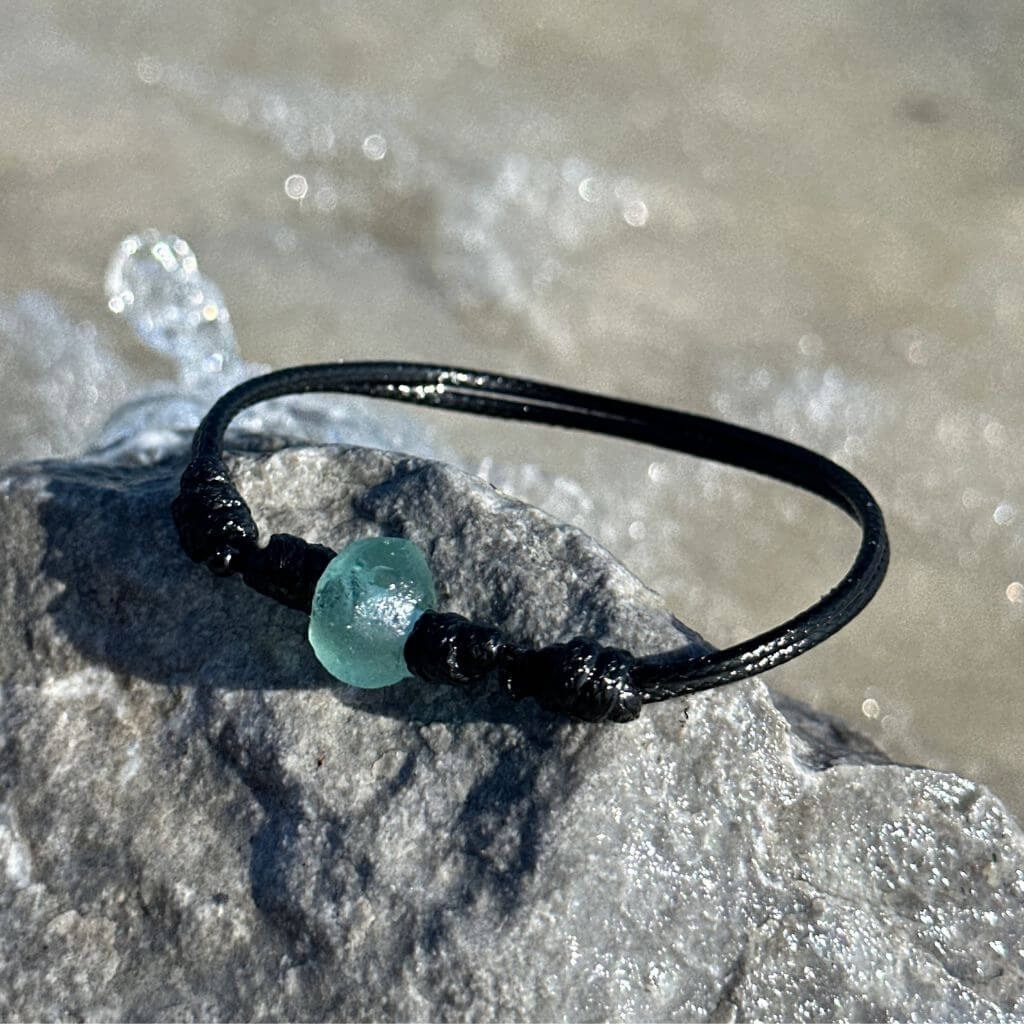 African Glass Seafoam Bead Bracelet