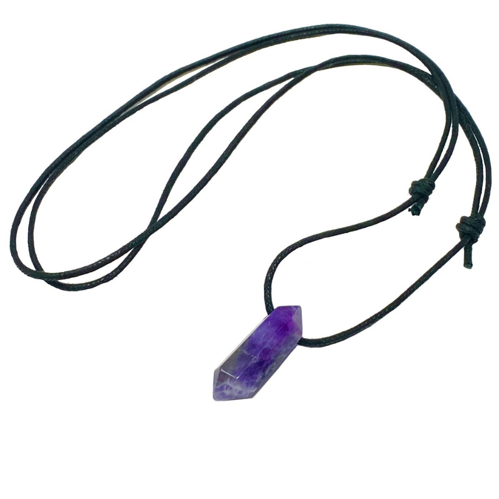 AMETHYST CRYSTAL POINT NECKLACE FOR MEN AND WOMEN-Luck Strings