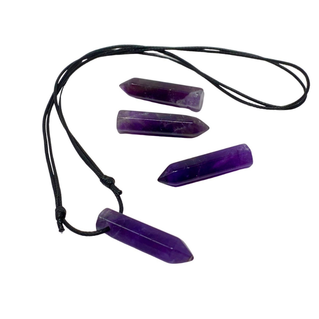 AMETHYST BULLET POINT NECKLACE-Luck Strings