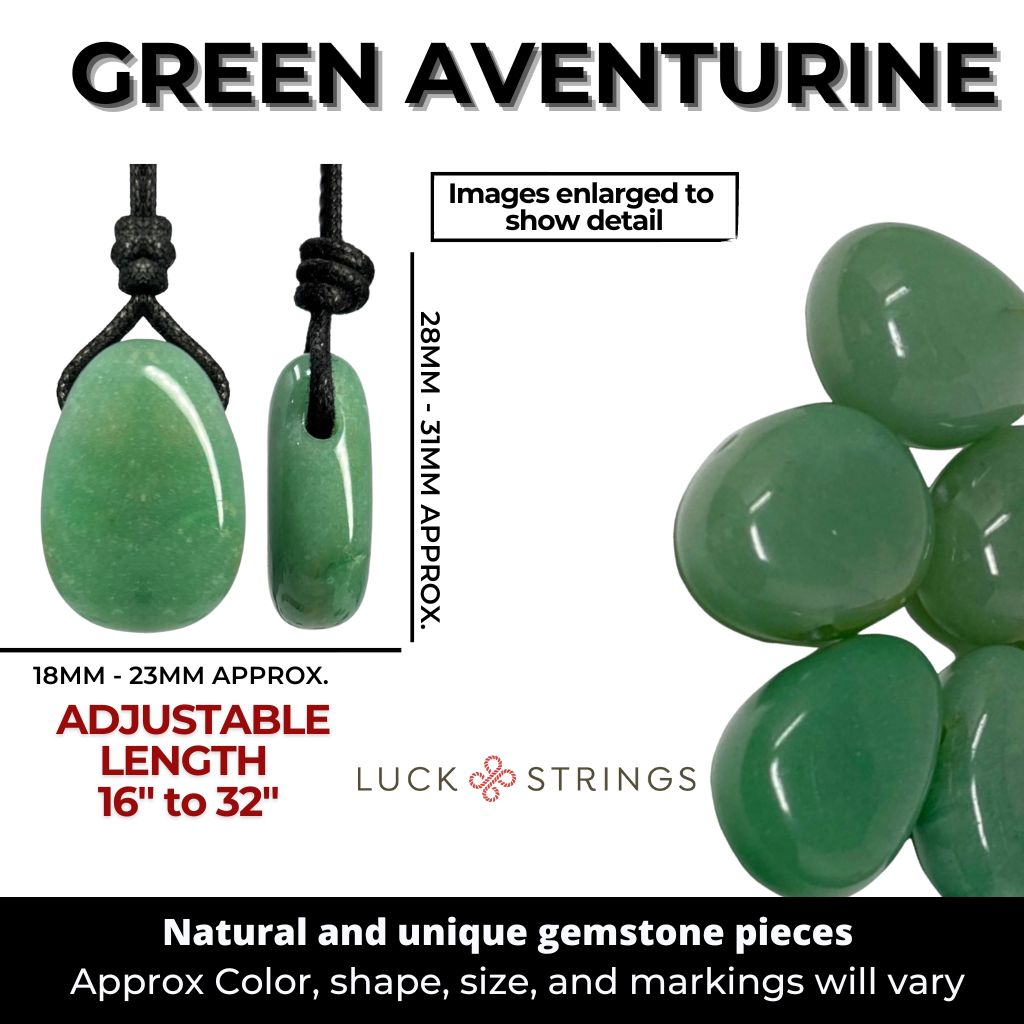 Green Aventurine Pendant Necklace - Adjustable Bohemian Style