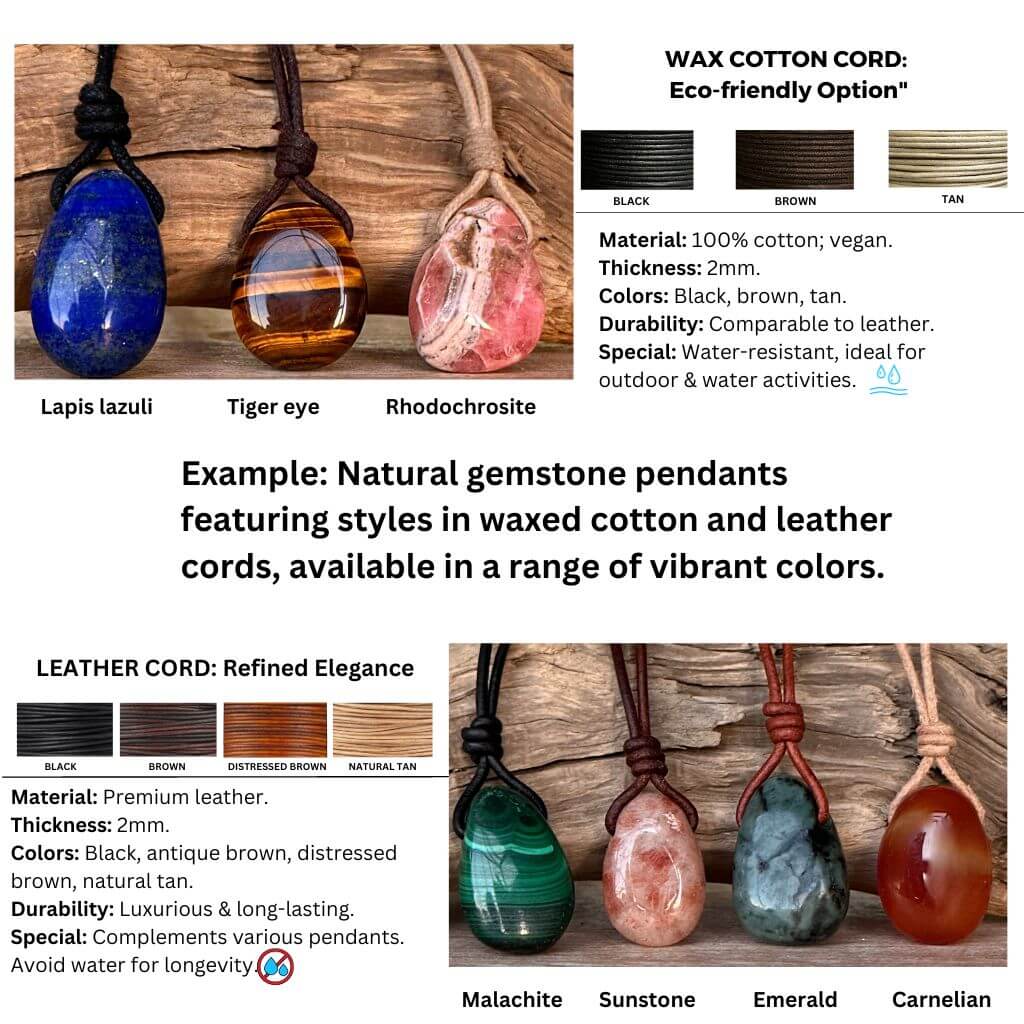 Assortment of natural gemstone pendants - Luck Strings
