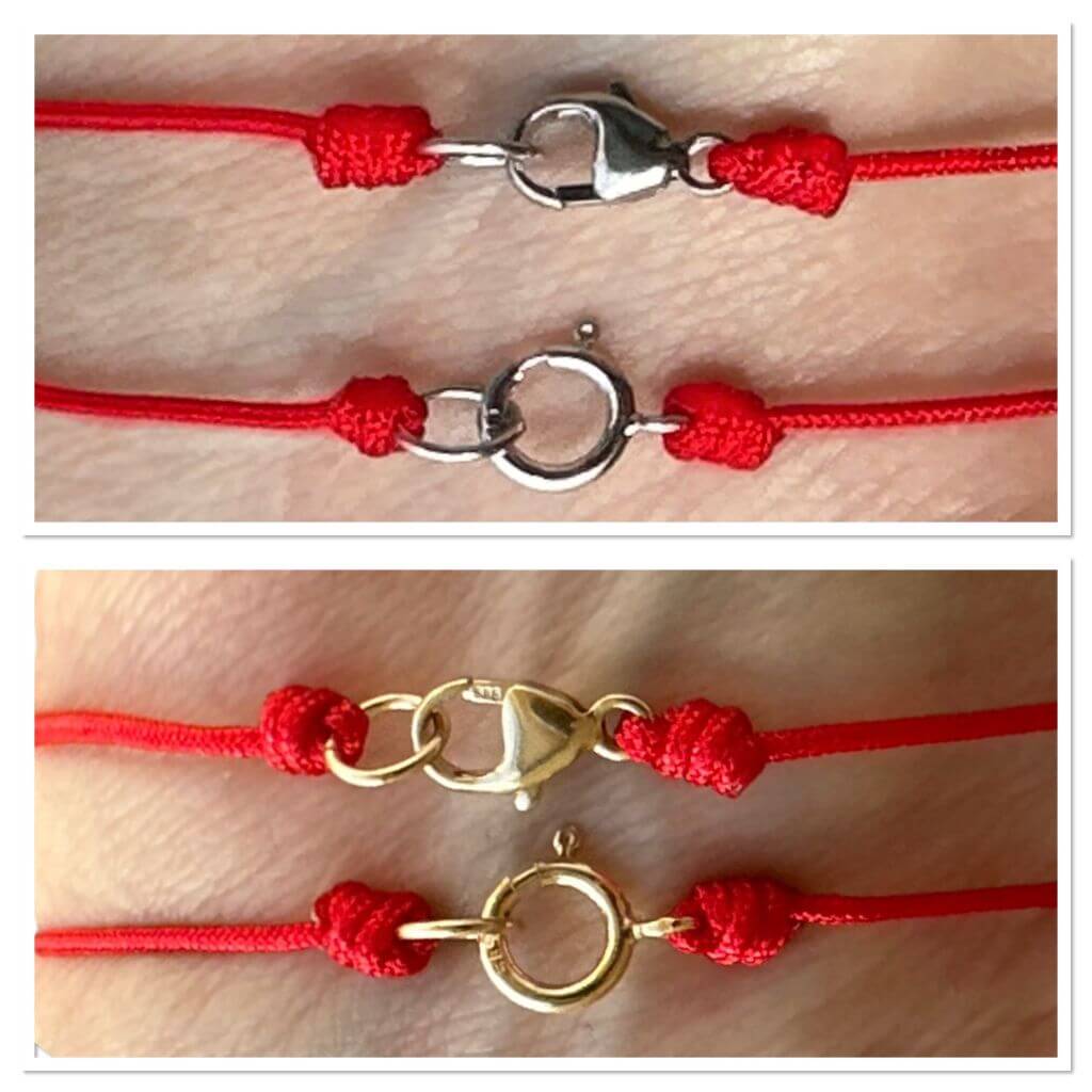 Luck Strings red string bracelet with 14k solid gold clasp bracelet