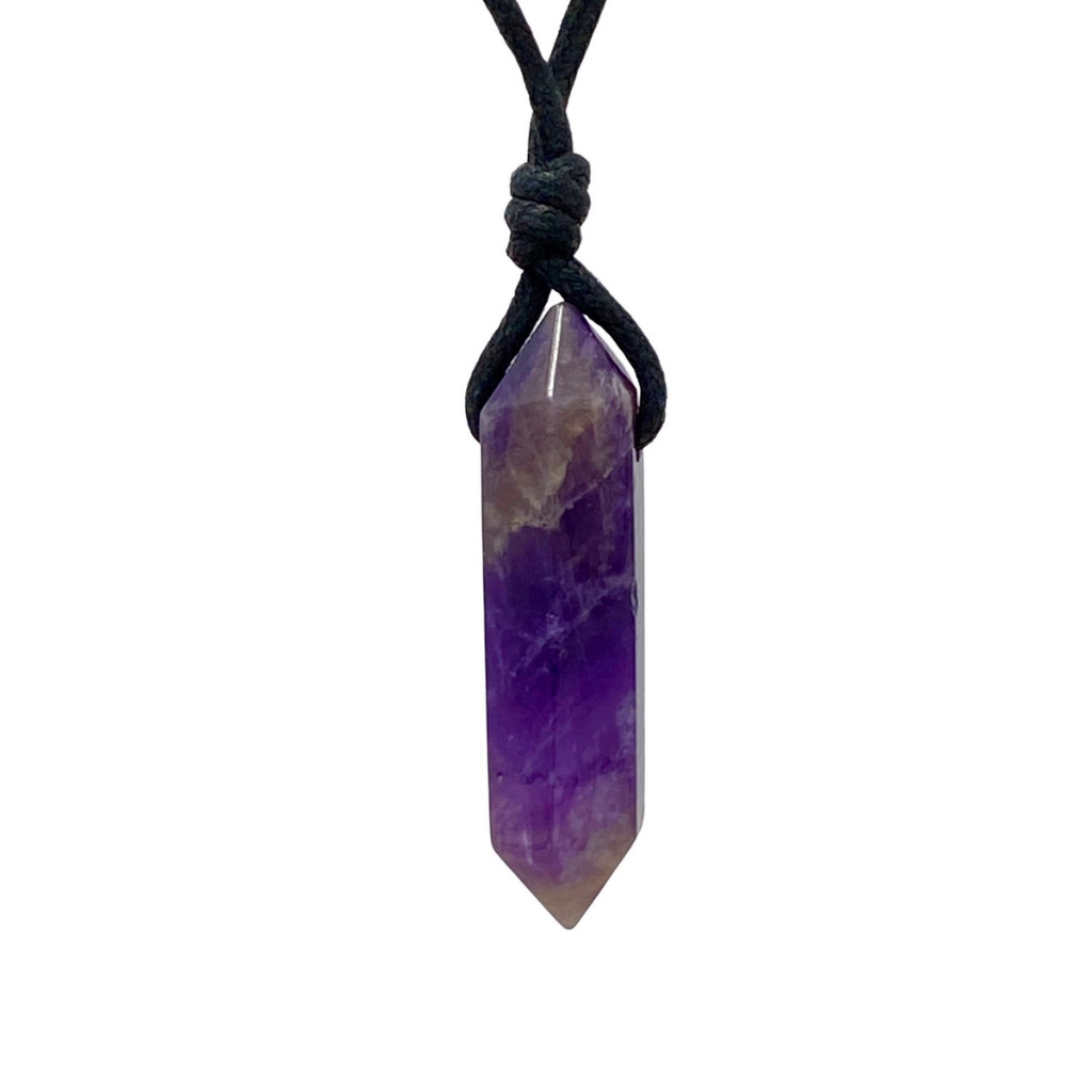 MENS AMETHYST POINT NECKLACE-Luck Strings