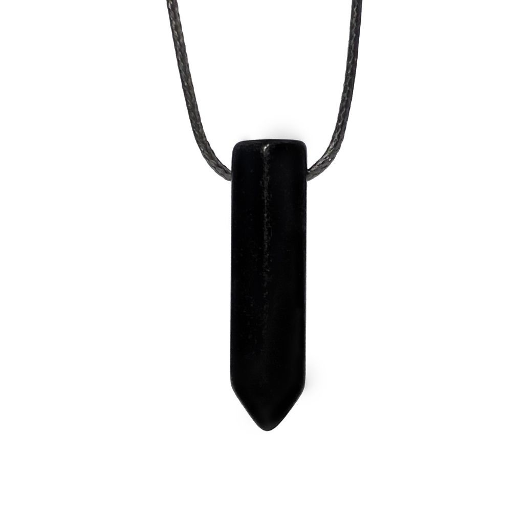 BLACK AGATE POINT NECKLACE-Luck Strings