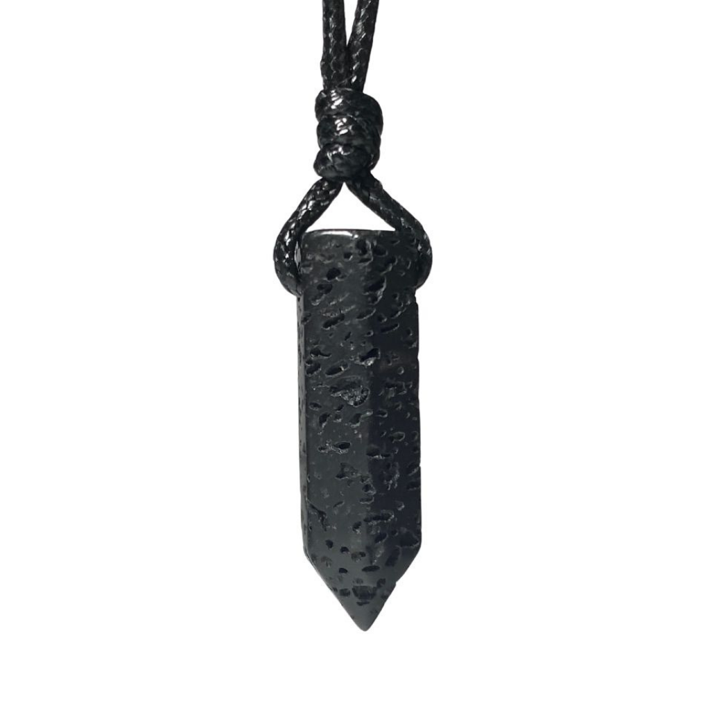 LAVA ROCK POINT NECKLACE-Luck Strings