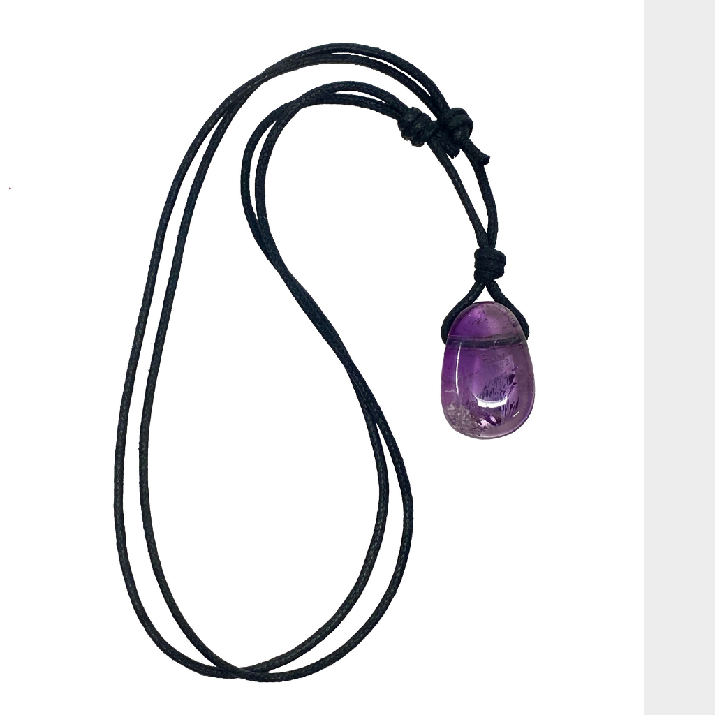 AMETHYST STONE PENDANT NECKLACE-Luck Strings