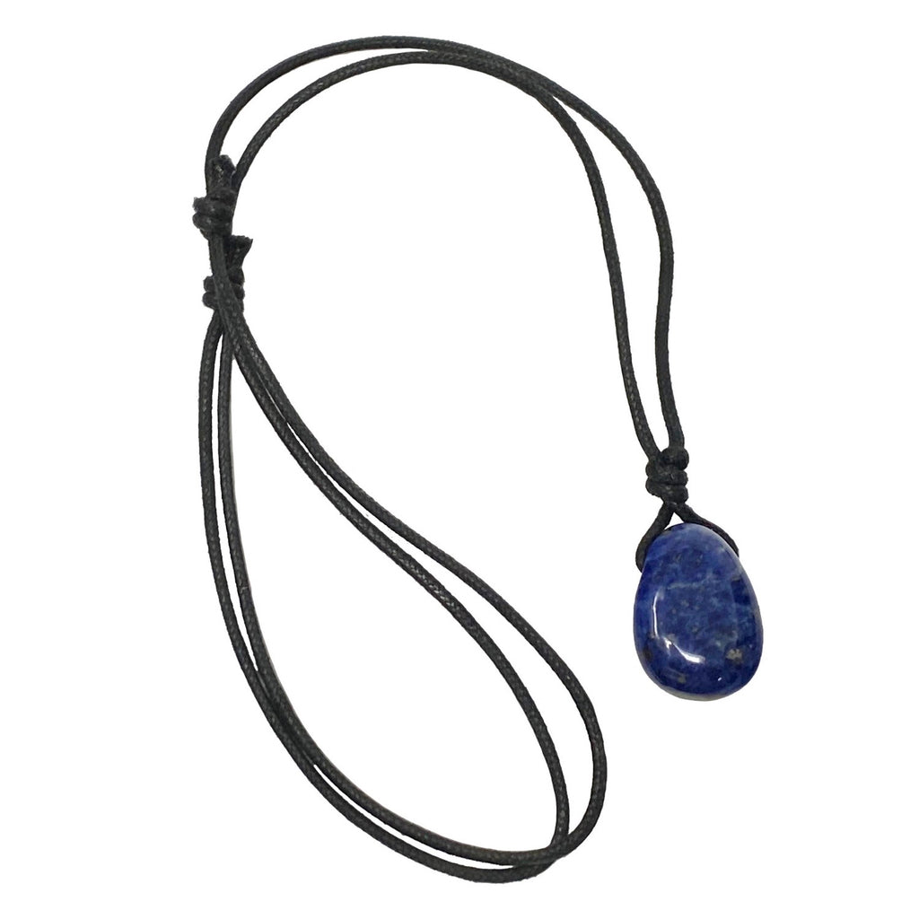 Sodalite Necklace | Clarity & Insight Enhancer - Luck Strings Black Wax Cotton