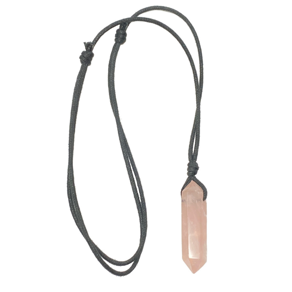 ROSE QUARTZ CRYSTAL POINT NECKLACE-Luck Strings