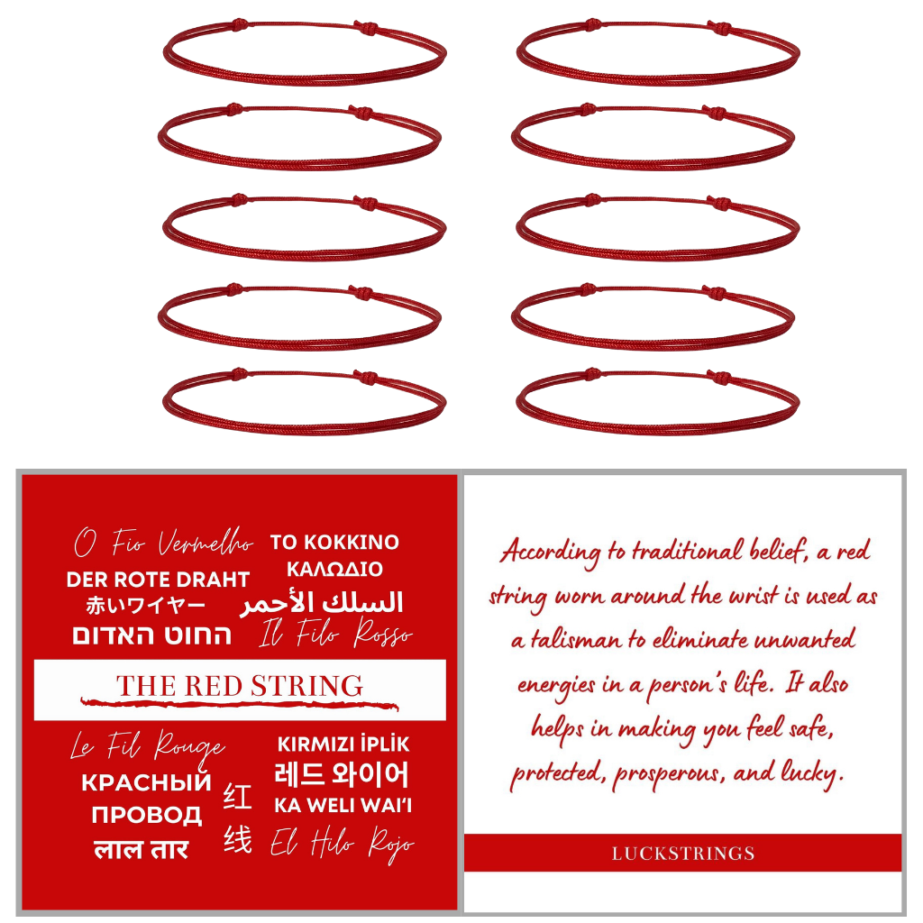 10 PACK RED STRING PROTECTION BRACELETS-Luck Strings