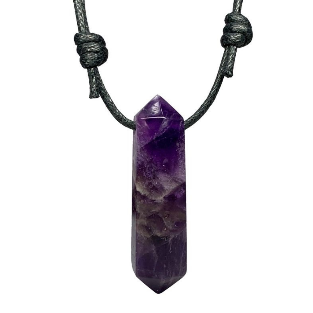 NATURAL AMETHYST POINT NECKLACE FOR MEN AND WOMEN-Luck Strings