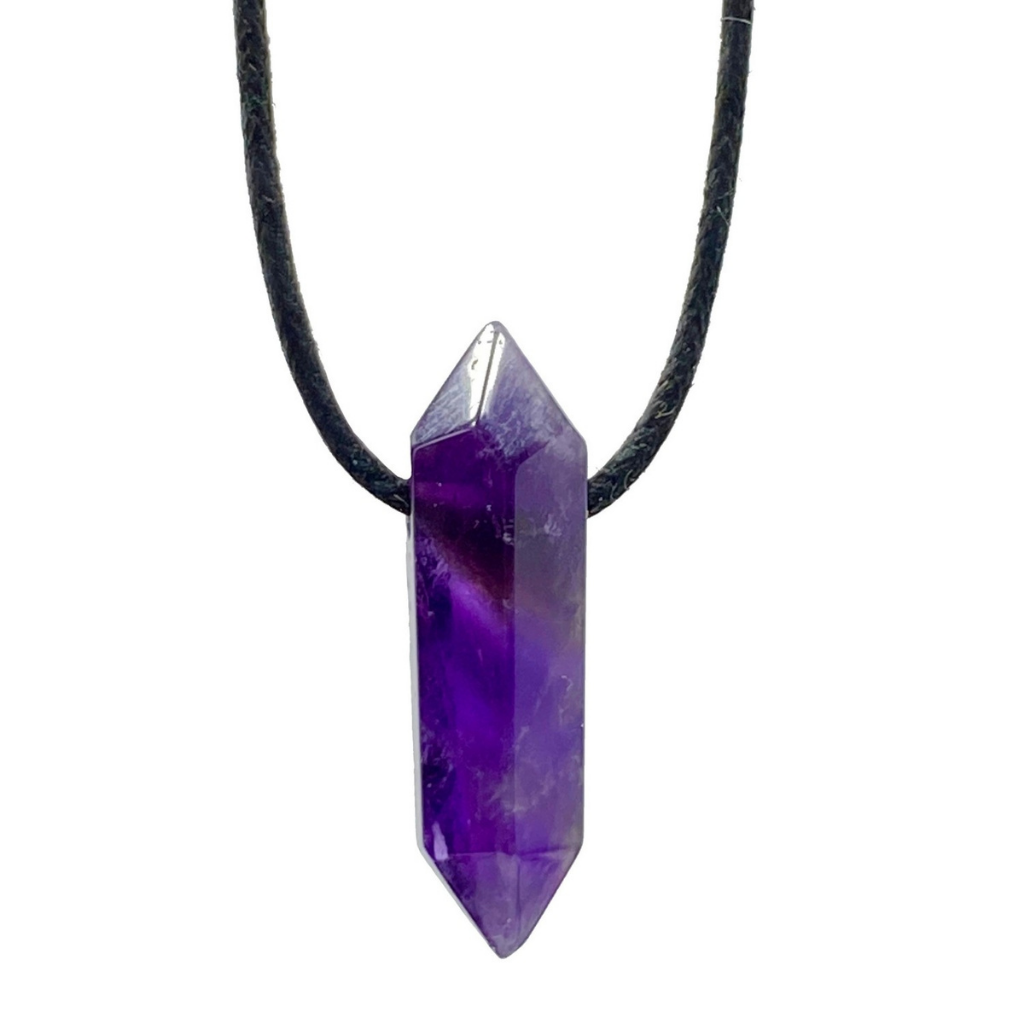 AMETHYST CRYSTAL POINT NECKLACE FOR MEN AND WOMEN-Luck Strings