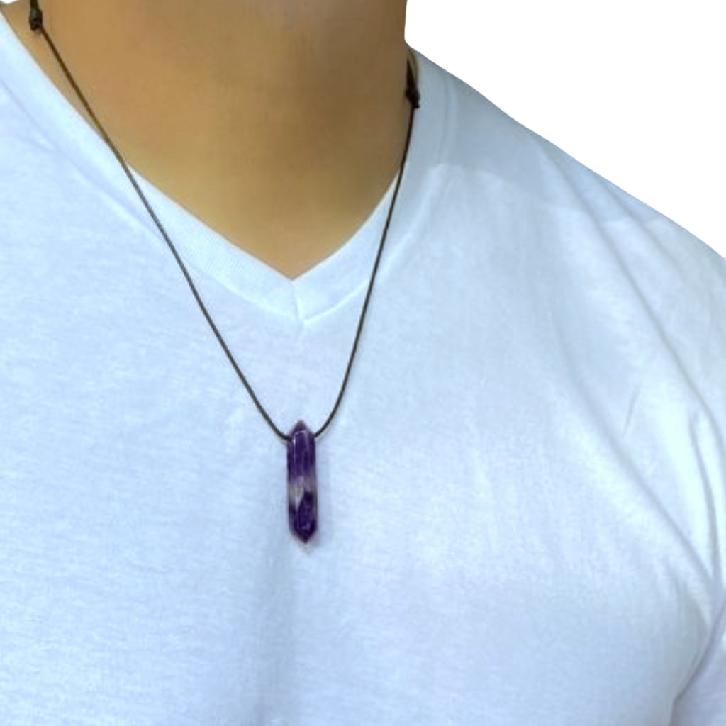 Men's Amethyst Leather Necklace | LTK Co Australia