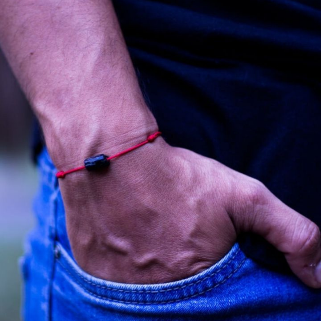 Red String Black Tourmaline Bracelet - Waterproof & Protective | Luck Strings Red