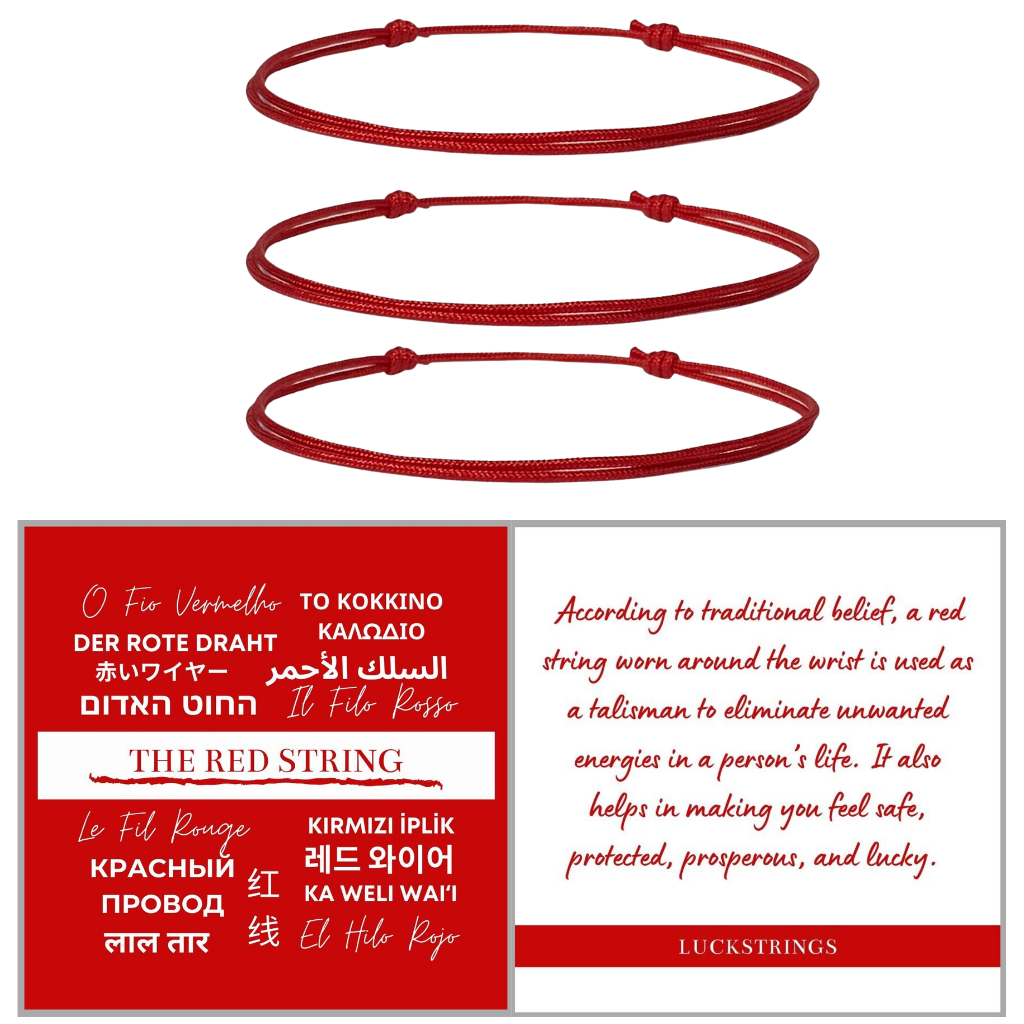 3 PACK RED STRING PROTECTION BRACELETS-Luck String