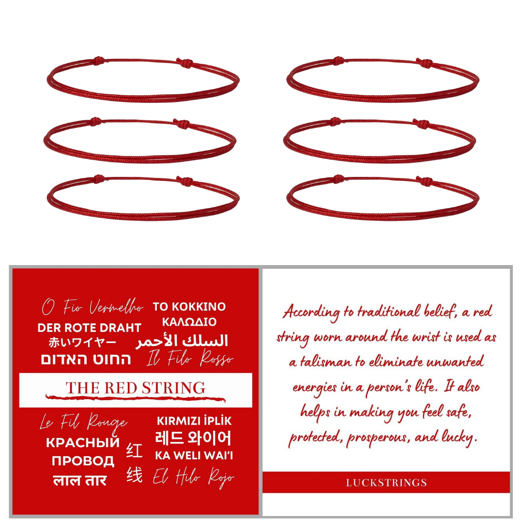 6 PACK RED STRING PROTECTION BRACELETS-Luck String